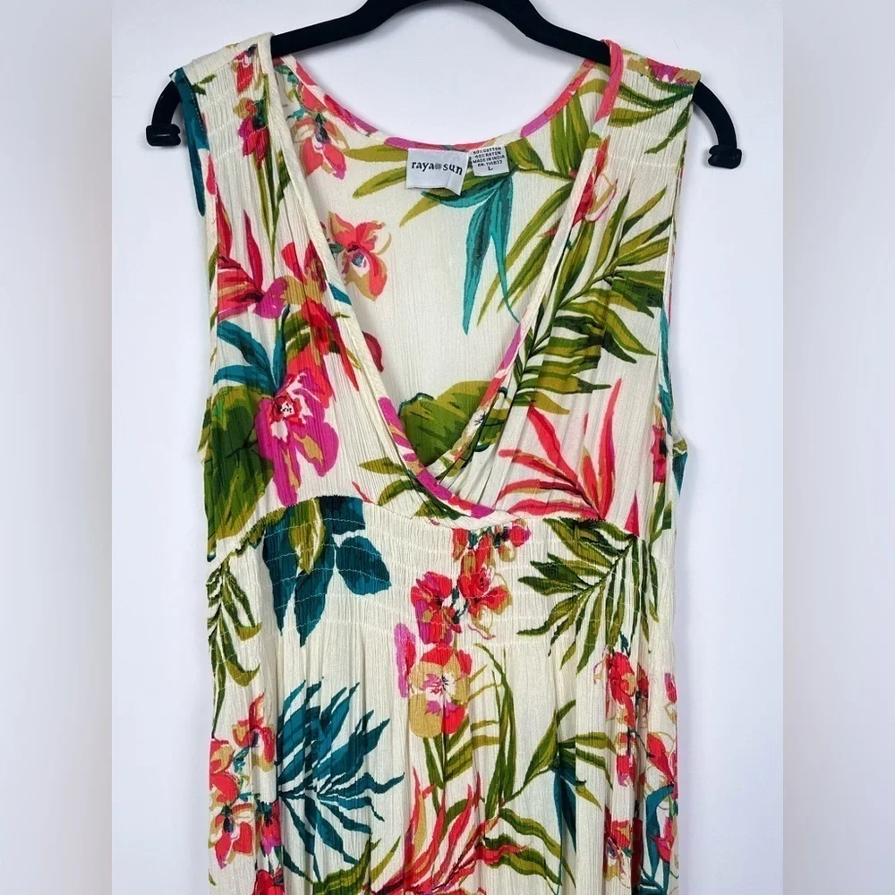2/$30 Raya Sun Tropical Print Beach Cover-Up Swim Dress - Size Large